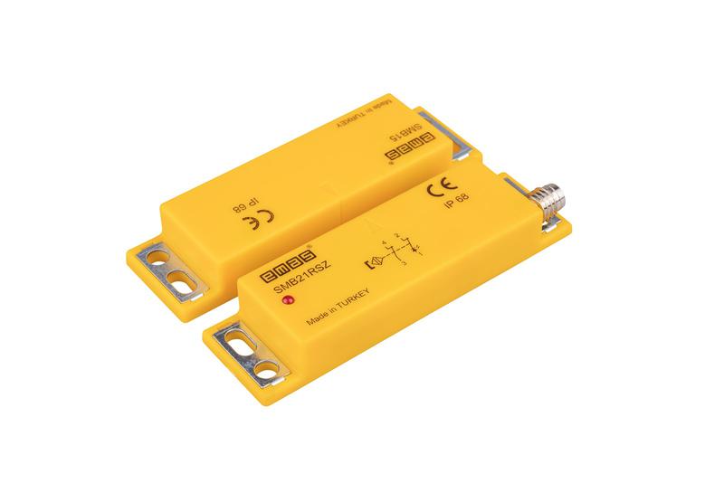 Датчик магнитный (2НЗ) разъем M8х4 (расст. сраб. 5мм) индикация LED правый выход IP68 EMAS SMB21RSZ-B15