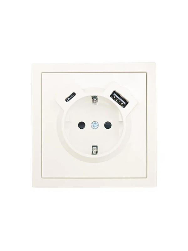 Розетка 1-мест. с/з Type-C+USB разъем СП ZIMA IP20 слон. кость LEZARD 704-9088-181TC