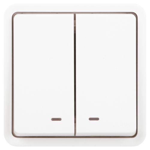 Выключатель Эксперт 11-1525-01 двойн. с подсветкой IP55 10АХ-250В СУ бел. Эра Б0063304