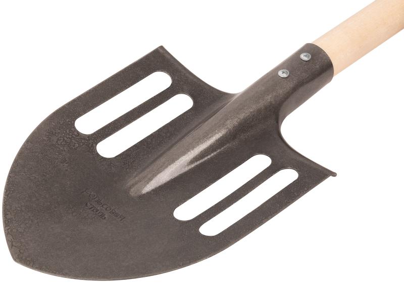 Лопата штыковая облегченная 210х385х1440мм V-ручка; деревянный черенок; рельсовая сталь 77192