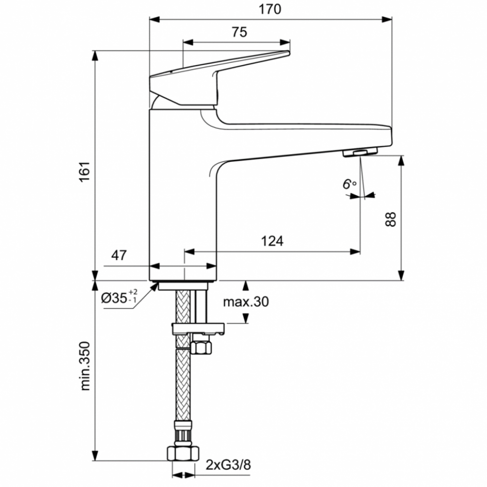 BD222AA Смеситель для раковины Ideal Standard CERAPLAN