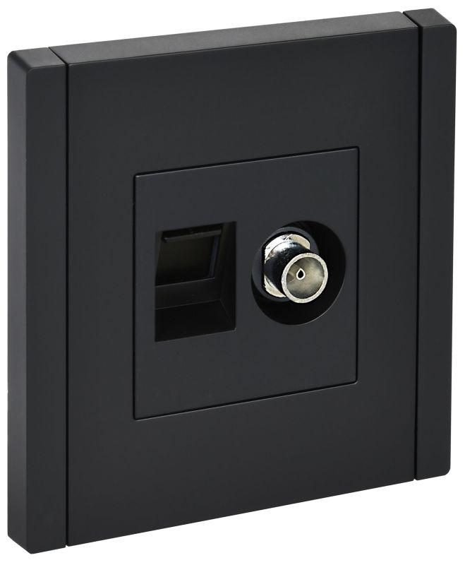 Розетка 2-м TV+RJ45 кат.5E FORTE&PIANO FP136 черн. IEK FP-AK20-1-K02