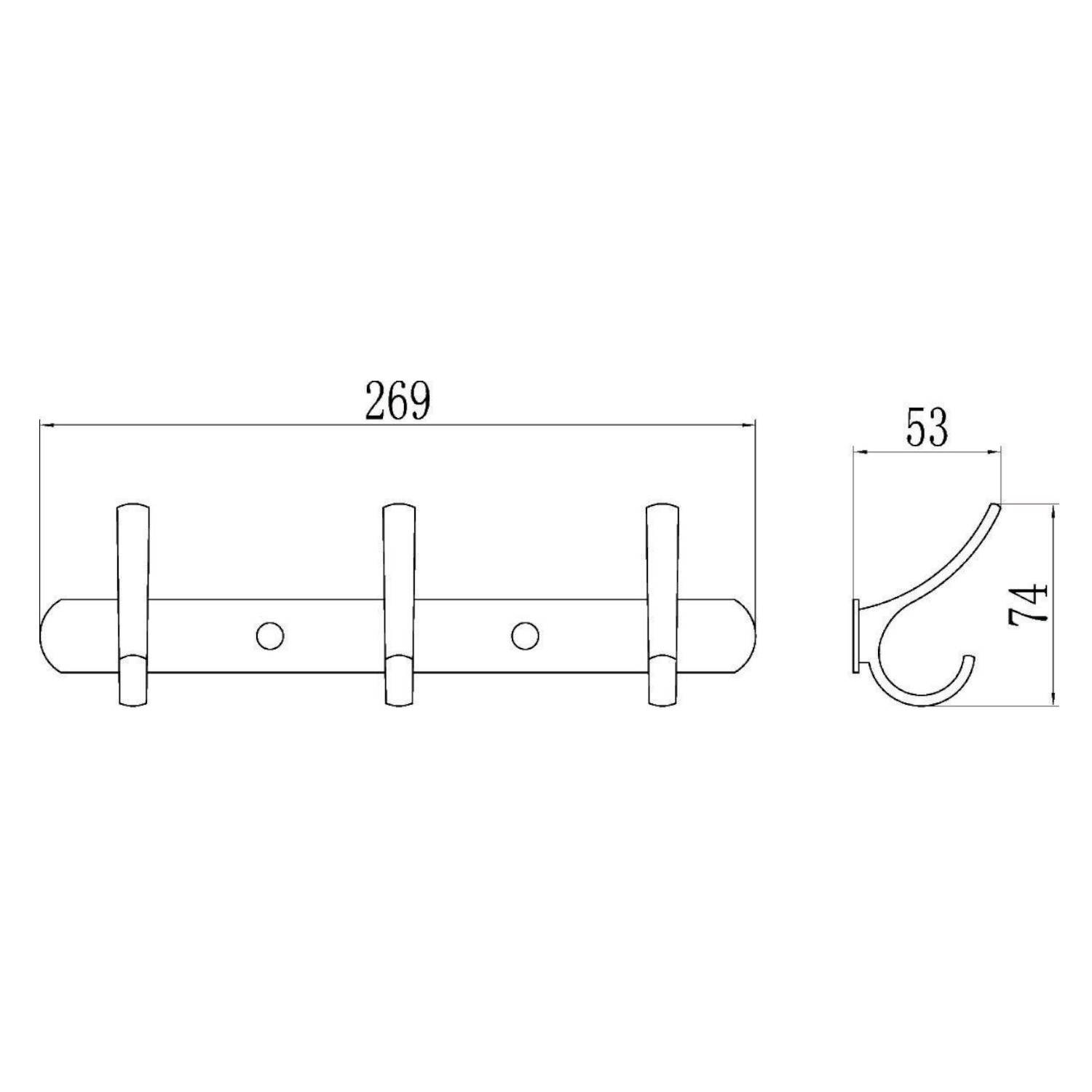 Планка с крючками Savol S-004253, хром