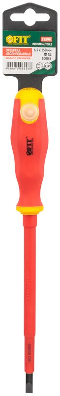 Отвертка изолированная 1000В CrV сталь прорезинен. ручка 6.5х150мм SL FIT 55899