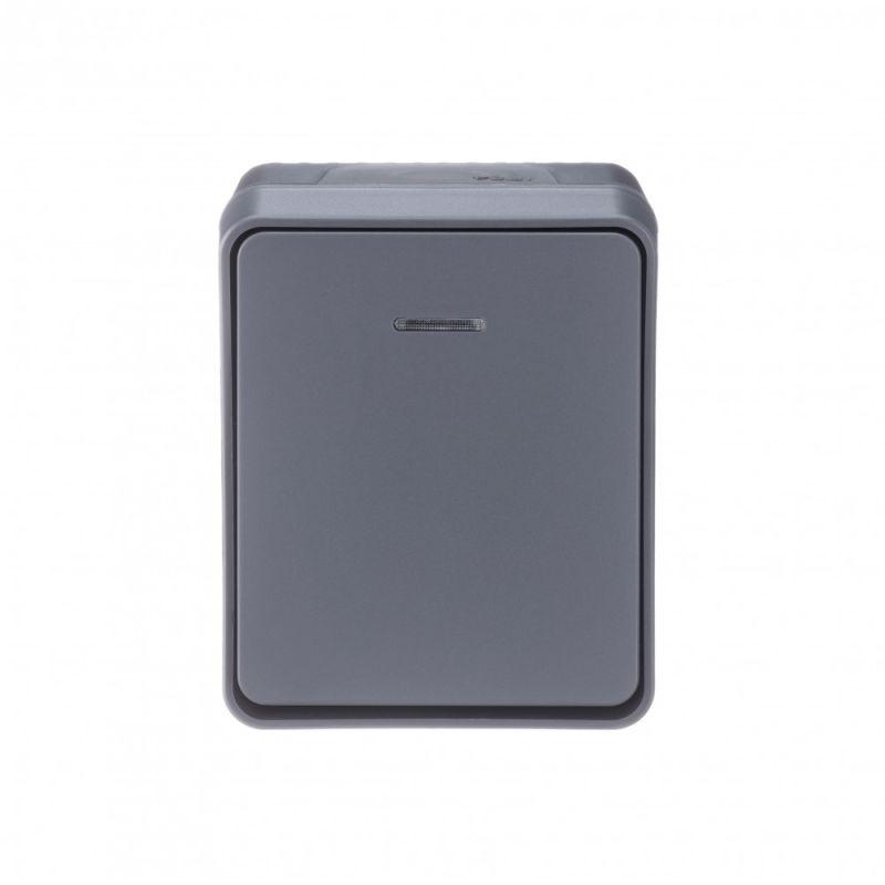 Выключатель 1-кл. ОП AtlasDesign PROFI IP54 10AX с подсветкой антрацит SE ATN544013