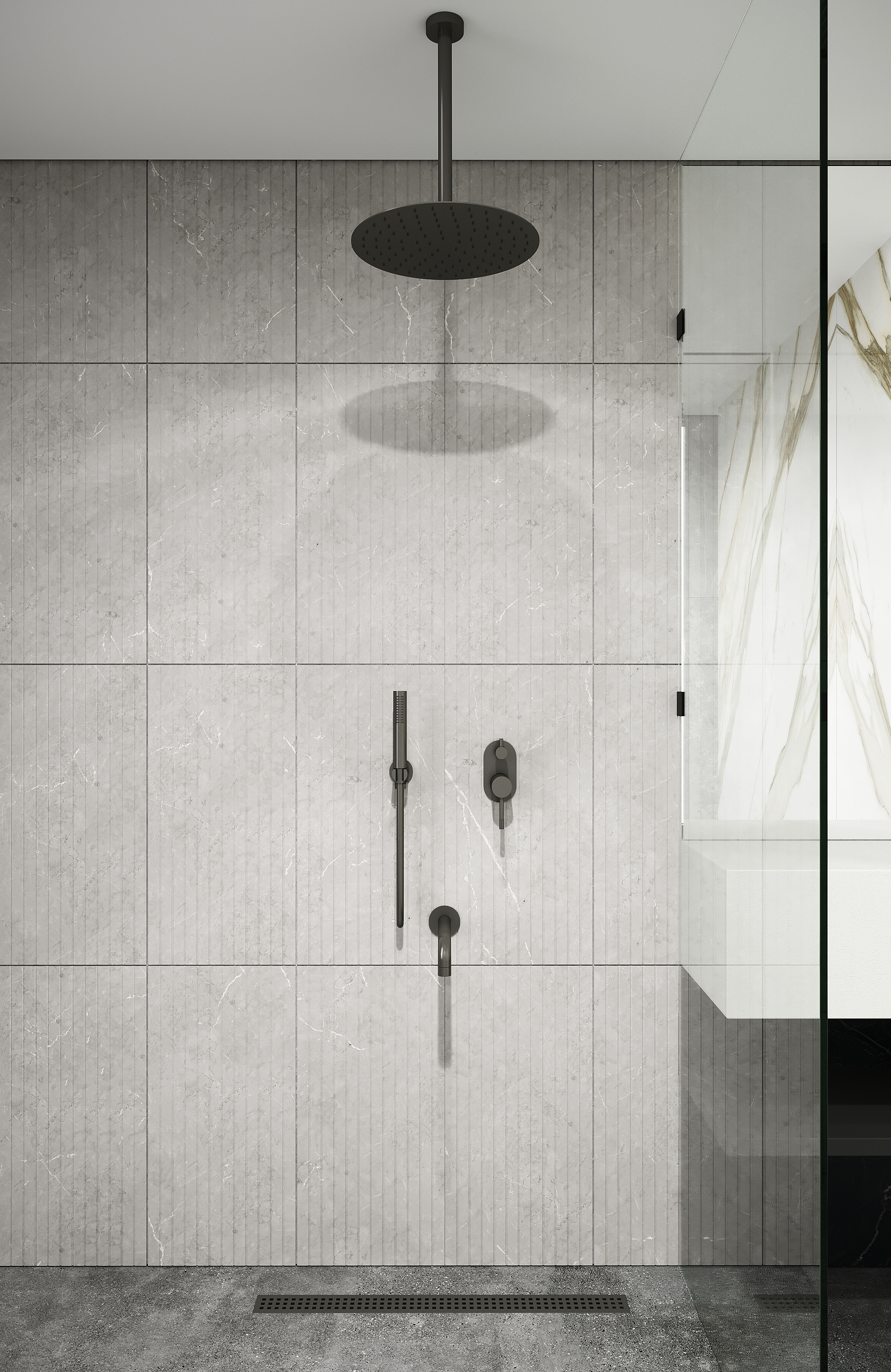 Держатель верхнего душа потолочный UNO Matt Gold