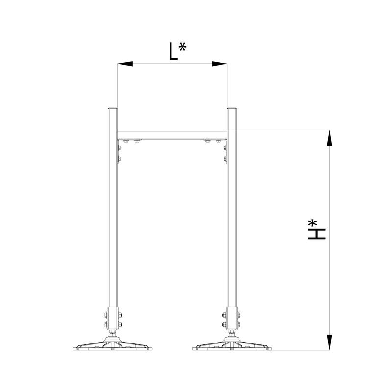Конструкция опорная для горизонт. прямоугольн. воздуховодов и метал. лотков кабеленесущих систем TECHNORAPTOR FOOT 500х1000 HD КМ TR0287