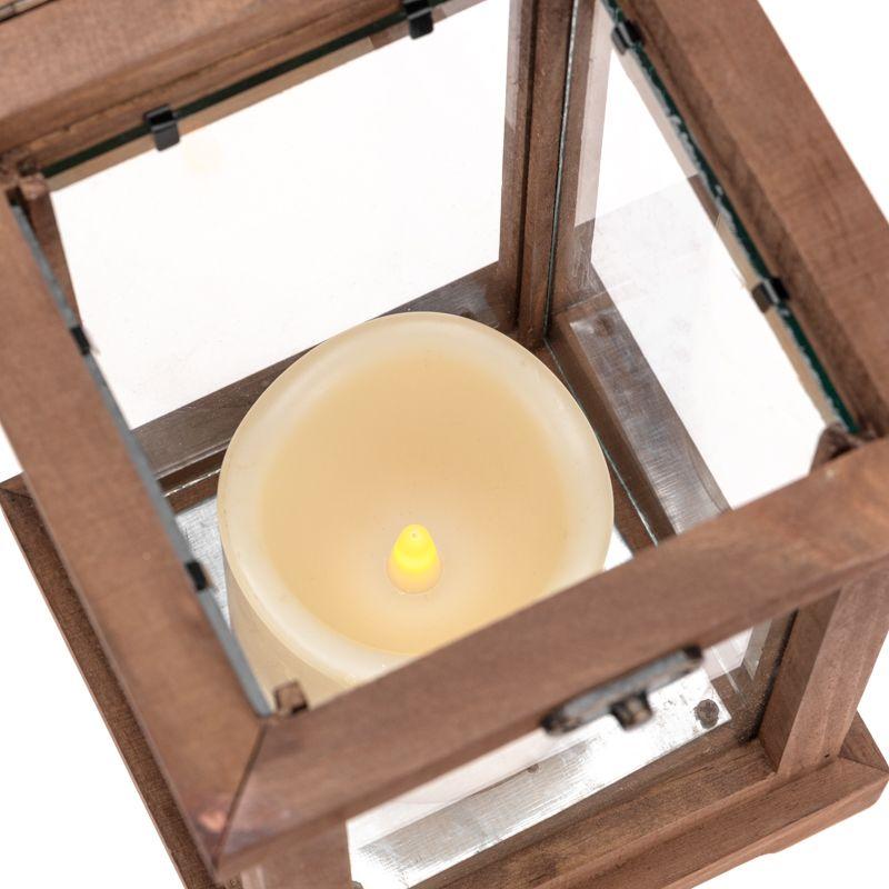 Фонарь декоративный со свечкой корпус из дерева размер 14х14х35cм тепл. бел. Neon-Night 513-075