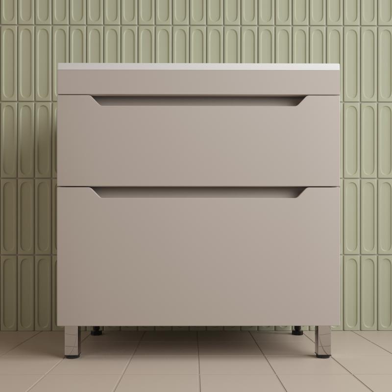 Тумба напольная "Остин" под раковину Фортуна 100 2 ящ крем эмаль PLUS