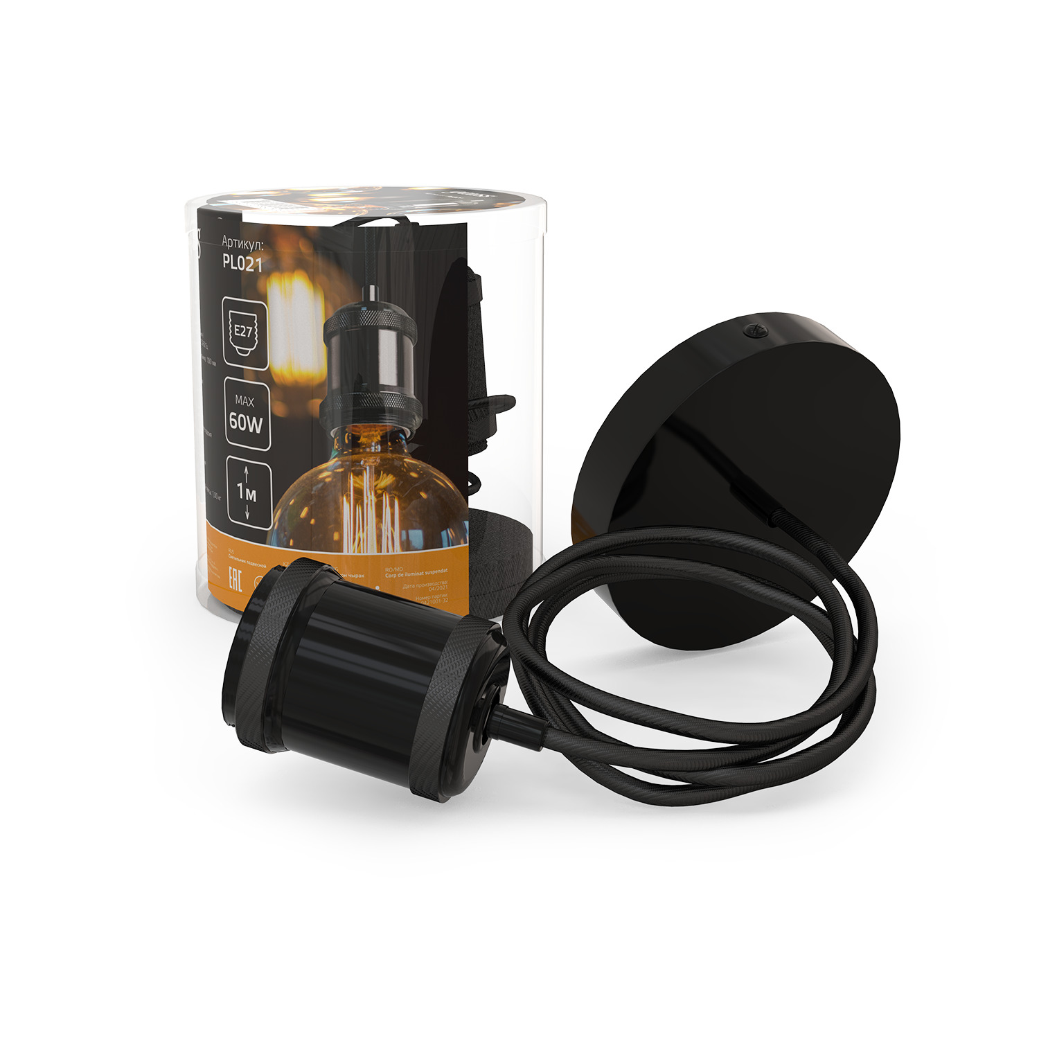 Светильник подвесной под лампу 1хE27 AC 220В Черный IP20 1000х48х80мм Алюминий Decor Gauss