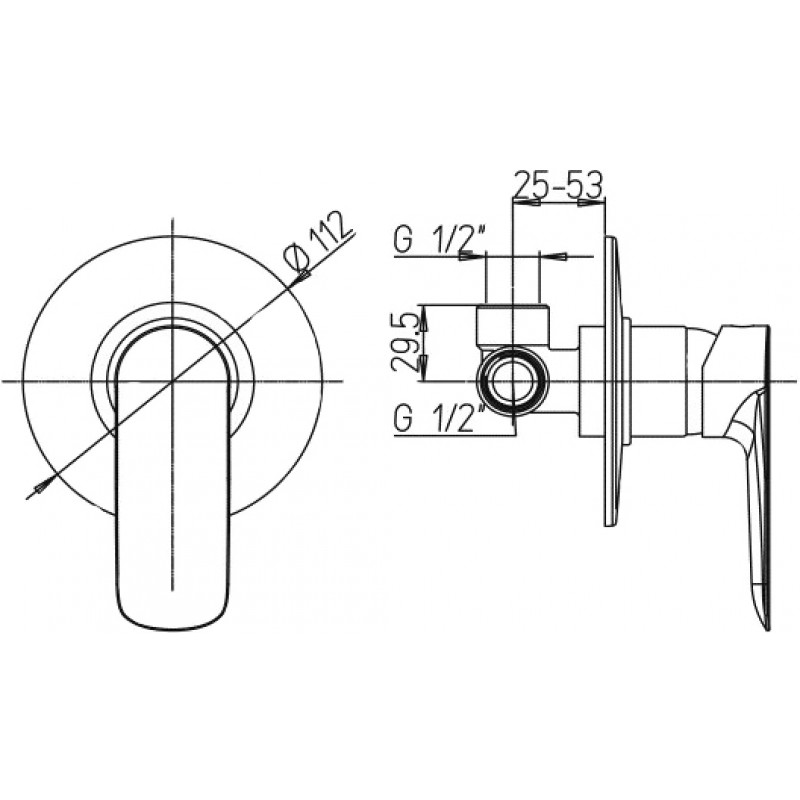 Смеситель Paini Nove 09CR690 для душа встраиваемый