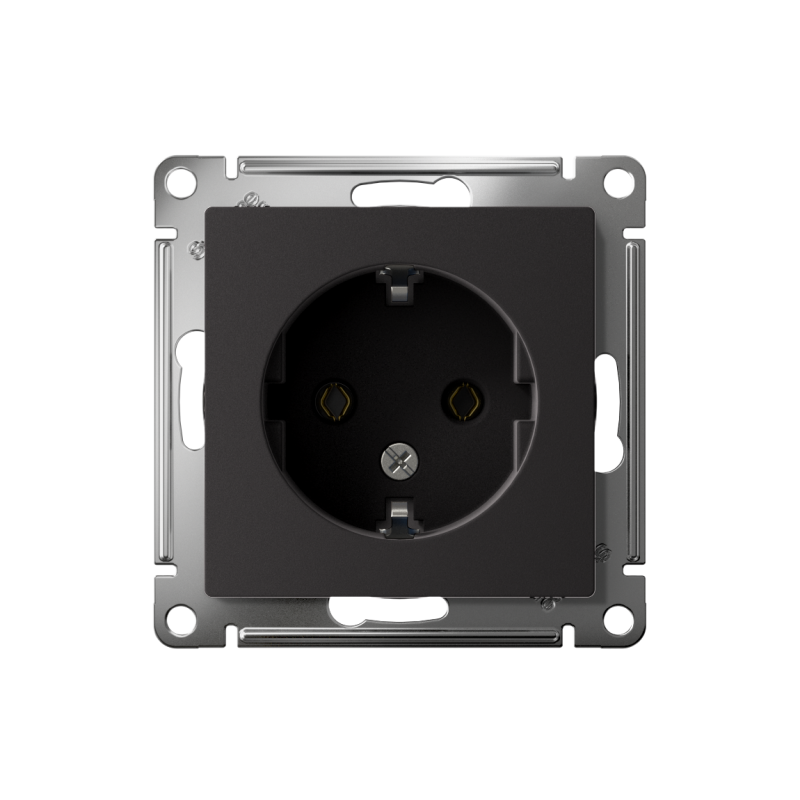 Розетка 1-м СП AtlasDesign 16А IP20 с заземл. механизм карбон SE ATN001043