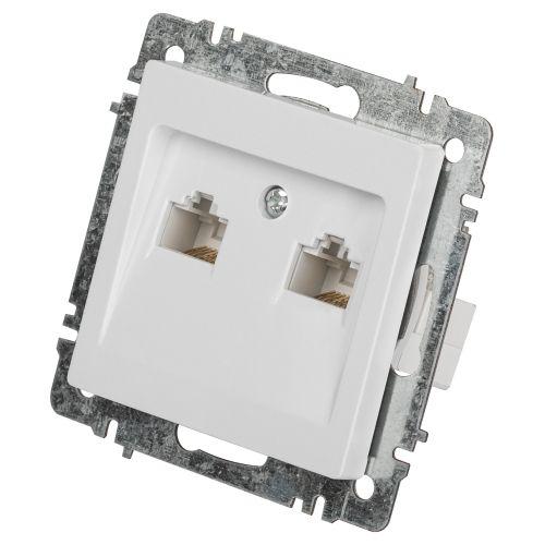 Розетка компьютерная 1-м СП Accent 6-304-01 2xRJ45 IP20 бел. Intro Б0063646