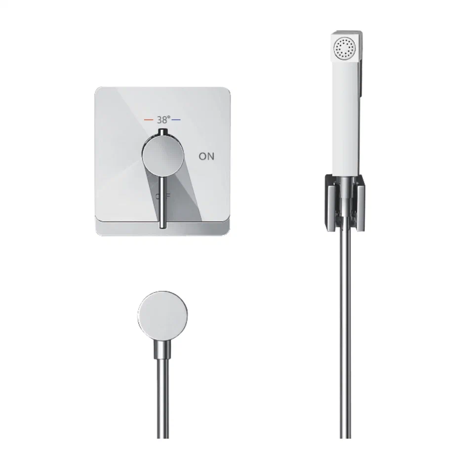 Гигиенический душ с термостатом Rose R105C, белый/хром