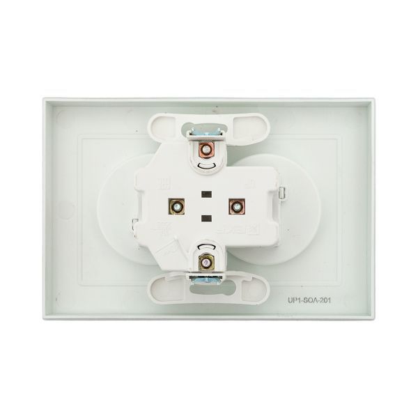 Розетка 2-м СП Эпика 16А без заземл. защ. шторки с рамкой механизм алюм. EKF UP1-SOA-201