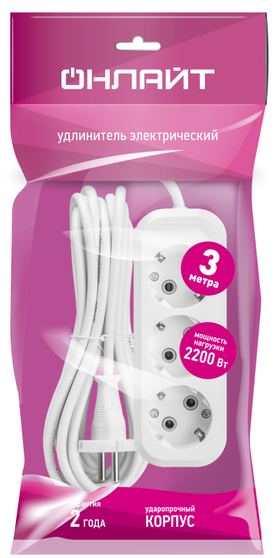 Удлинитель 90 792 OPE-S-03-300-E-3x0.75 ОНЛАЙТ 90792