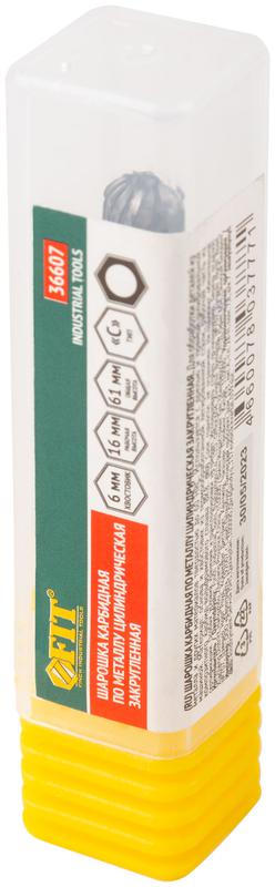 Шарошка карбидная штифт 6мм тип "C" цилиндрическая закругленная 6х16х61мм FIT 36607