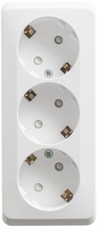 Розетка 3-м ОП Этюд 16А IP20 250В с заземл. защ. шторки бел. SE PA16-012B