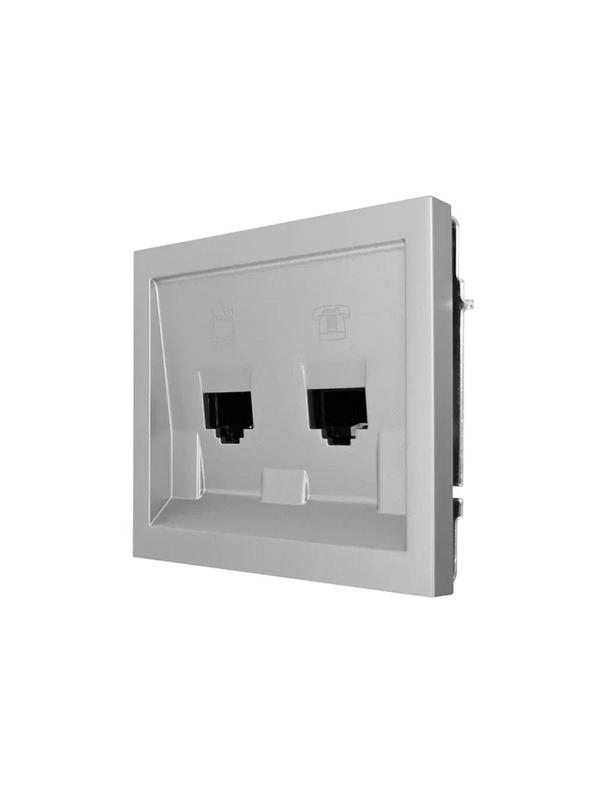Розетка компьютер+телефон СП ZIMA IP20 с модулем Cat 6 сер. матов. LEZARD 704-7488-144