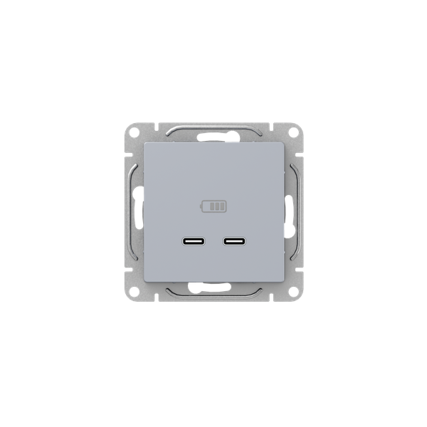 Розетка 2-м СП Эпика USB-C механизм алюм. EKF UP1-SOA-2USBC