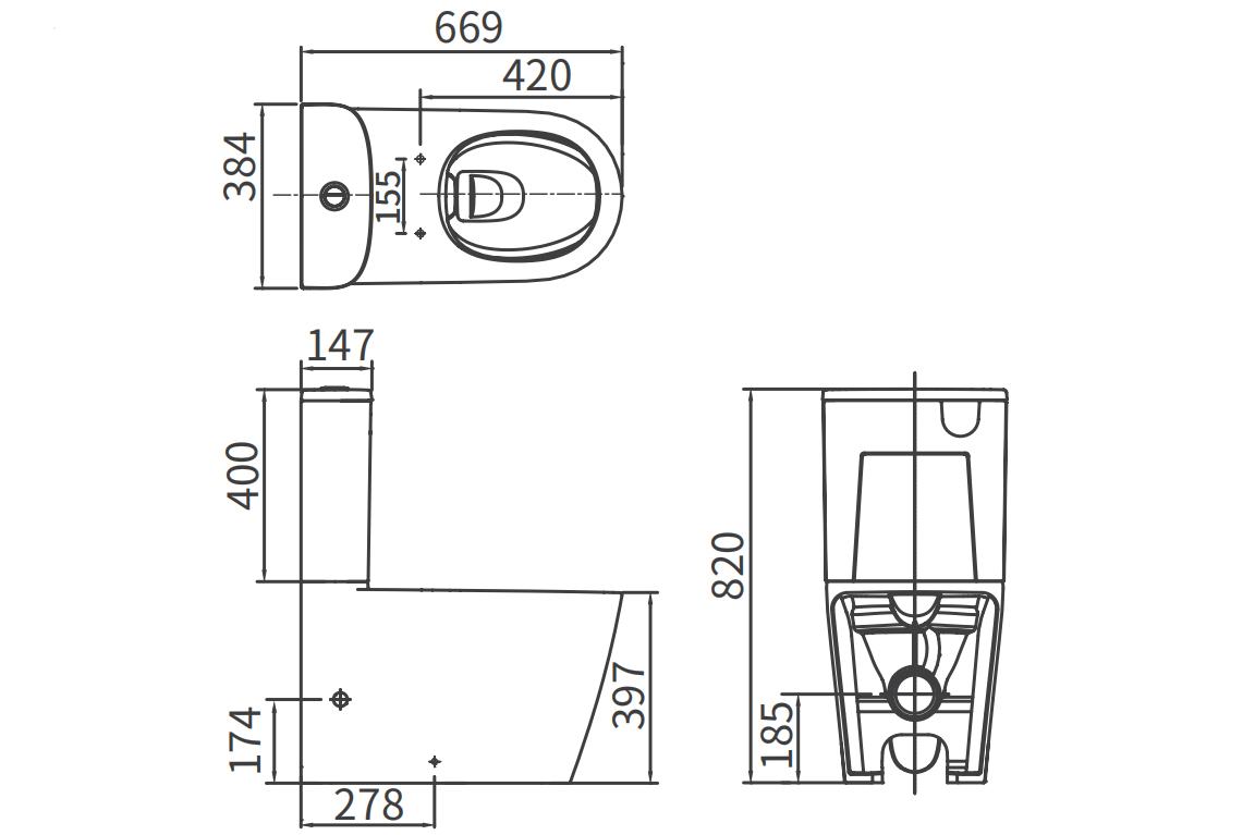 Чаша напольного унитаза ARROW AB2231H, белый