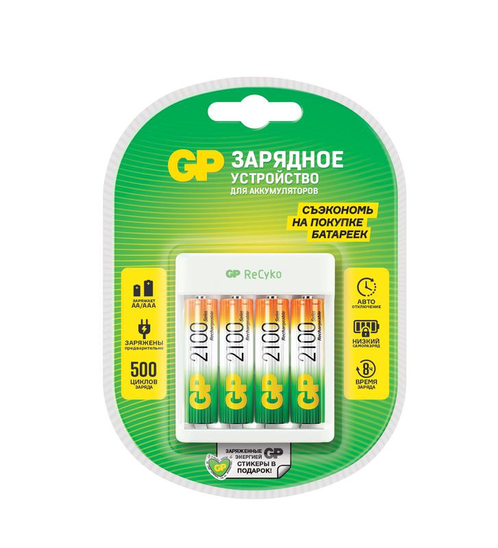 Устройство зарядное Е411 с 4 аккумуляторами AA/HR6 2100мА.ч (блистер) GP 372