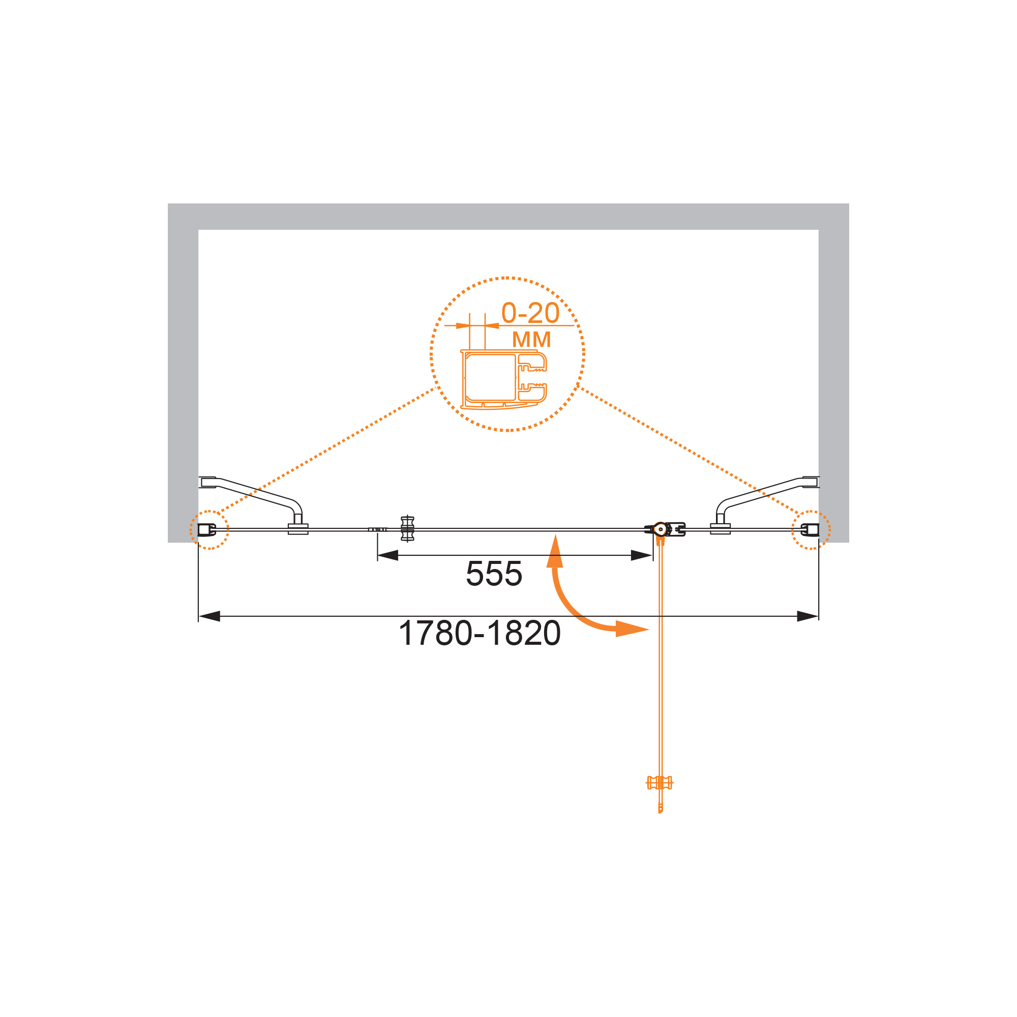 Душевая дверь CEZARES ELENA-W-B-13-60+60/60-C-Cr