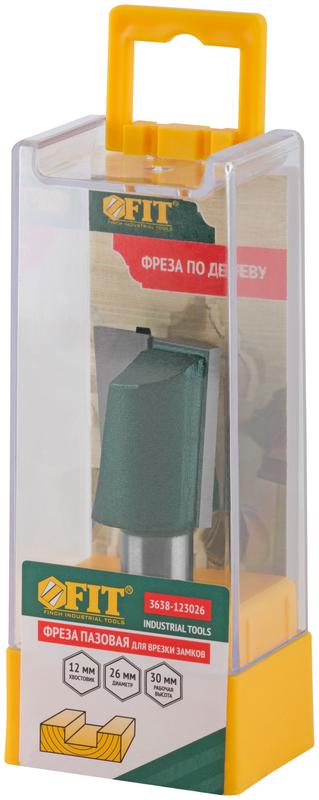 Фреза пазовая для врезки замков DхHхL=26х30х65мм FIT 3638-123026