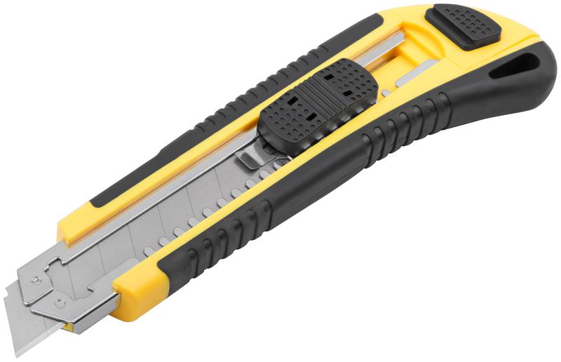 Нож технический 18мм усилен. прорезин. кассета 3 лезвия "Профи" FIT 10263