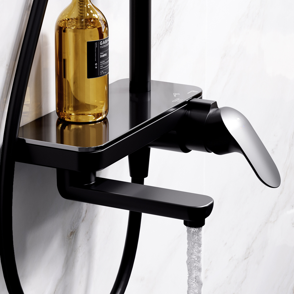 F0780722 Like, душ.система: см-ль-полка д/ванны/душа, душ.штанга 1030-1460мм, верхний душ 220 мм, ру