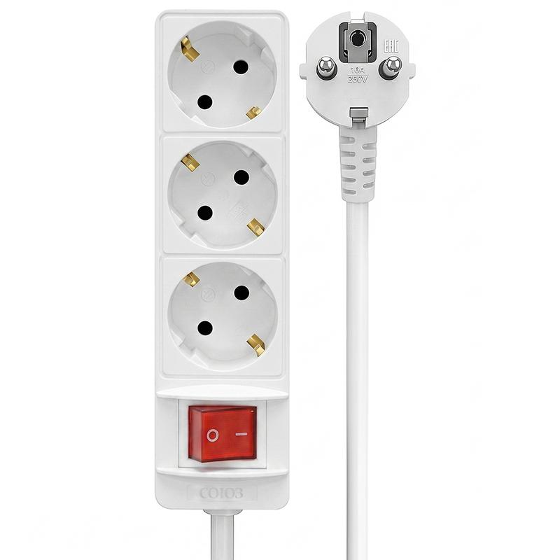 Удлинитель 3х5м с заземл. 10А IP20 2.2кВт ПВС с выкл. Союз 481S-7305