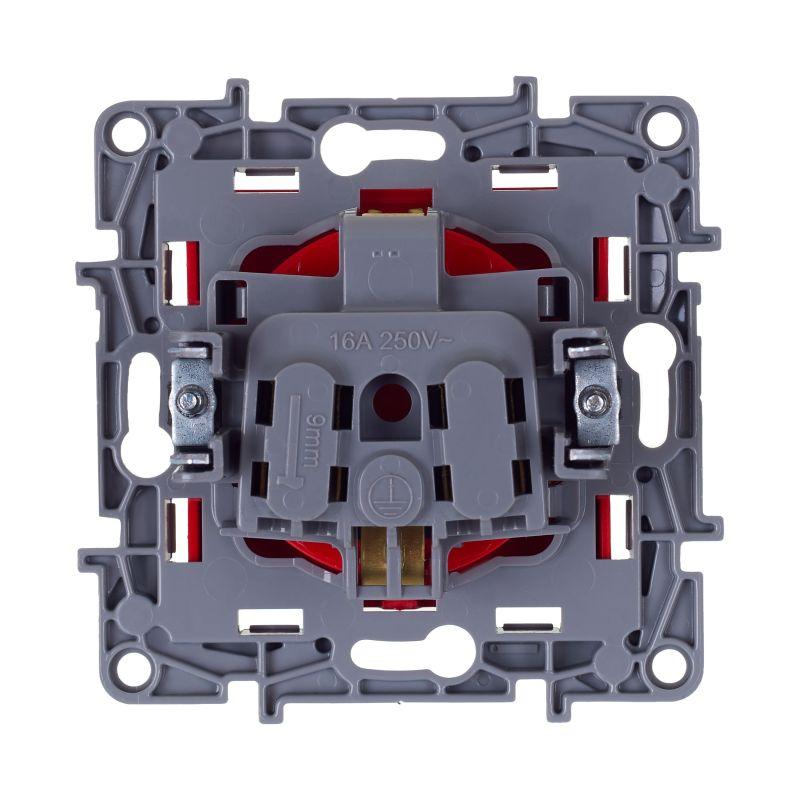 Розетка 1-м СП Etika 16А 250В 2P+E защ. шторки красн. IEK 672722