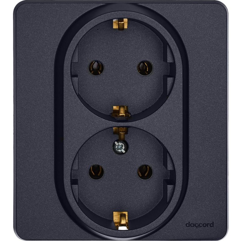 Розетка Inspiria 16А 250В 2х2P+E немецк. стандарт антрацит IEK 673753