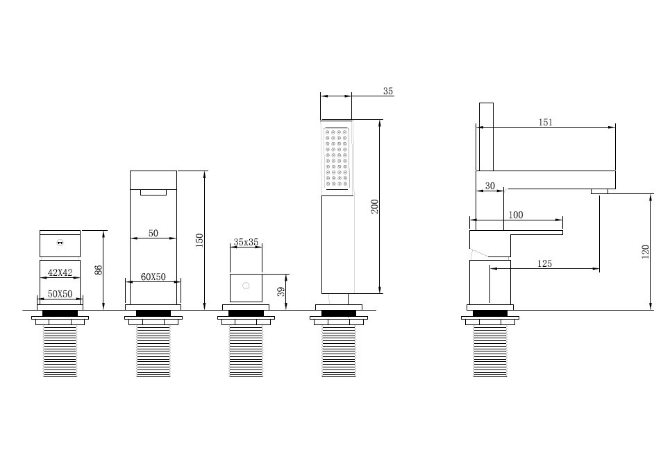 Смеситель ABBER Daheim AF8213G на борт ванны, золото матовое