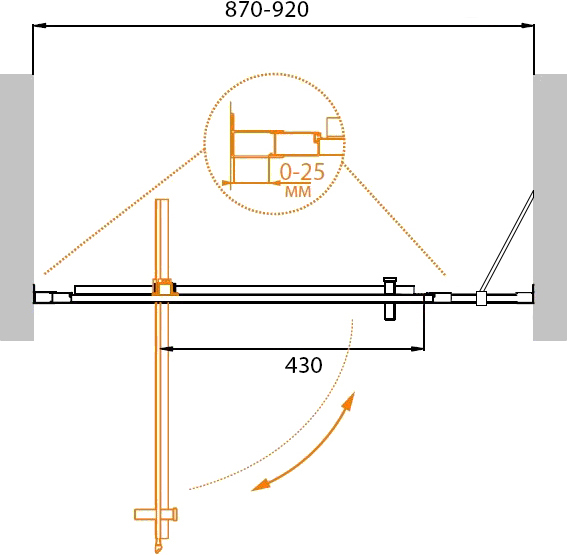 Душевая дверь CEZARES MOLVENO-BA-11-70+20-C-Cr-IV