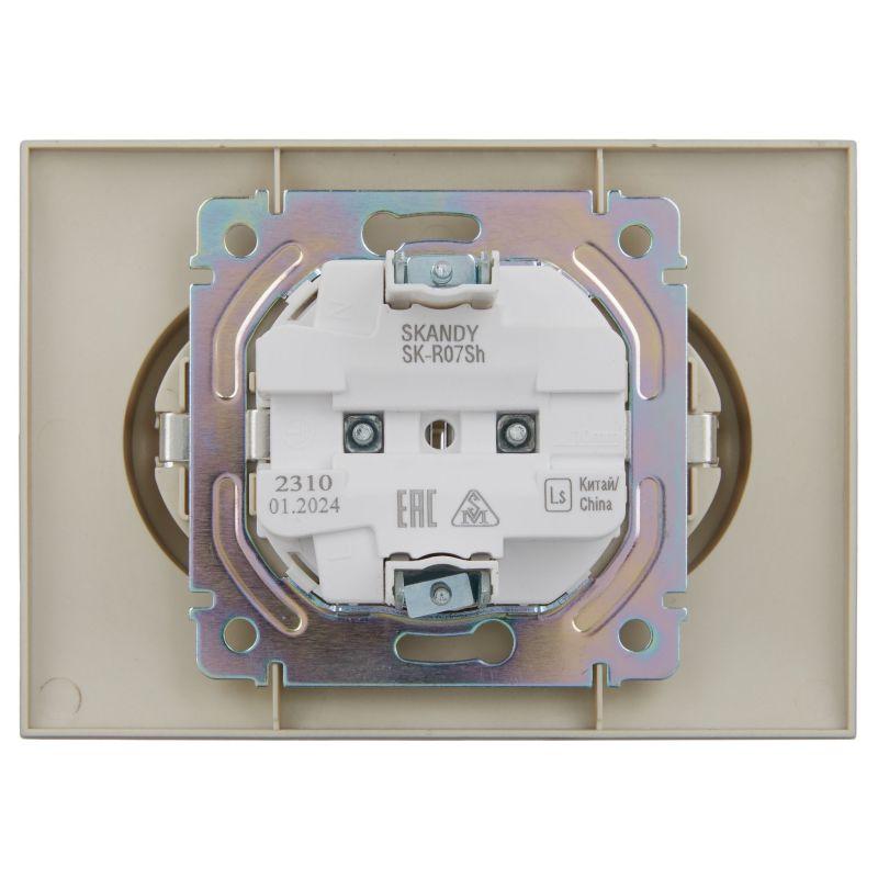 Розетка 2-м SKANDY 16А с заземл. защ. шторки в сборе SK-R07Sh шампань IEK SK-R24-16-K37-F