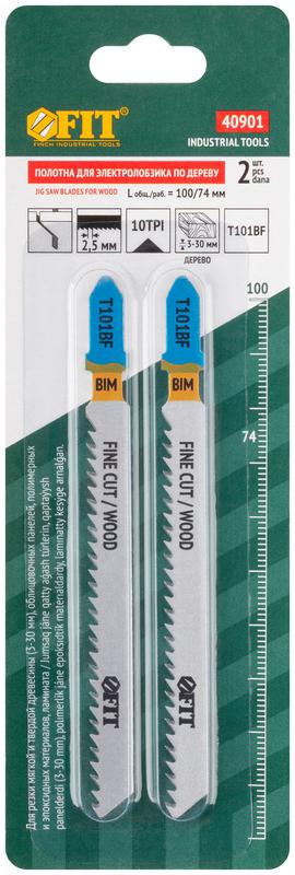 Полотно по дереву Bimetal шлифованные под свободным углом зубья 100/74/2.5мм (T101BF) (уп.2шт) FIT 40901