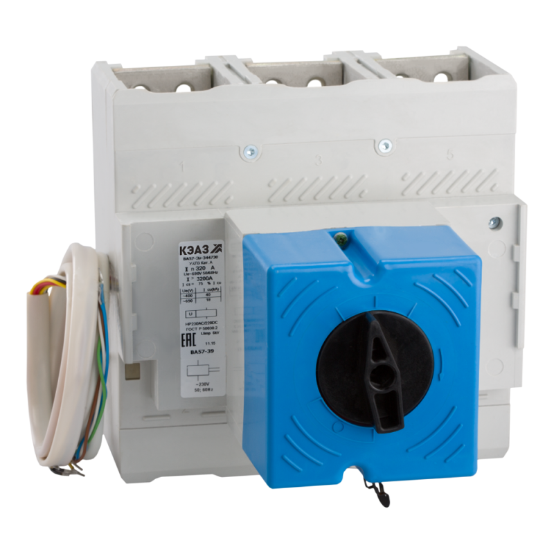 Выключатель автоматический ВА57-39-631830-630А-2500-440DC-НР230AC/220DC-ПЭ230AC-УХЛ3 КЭАЗ 381936