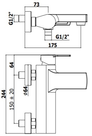 Смеситель для ванны Paffoni RINGO RIN022CR Хром