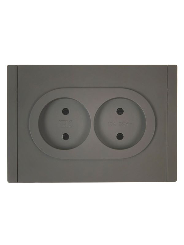 Розетка 2-м СП FORTE&PIANO FP326 10А без заземл. без защ. шторок безвинт. крепл. сер. IEK FP-R20-10-1-K03