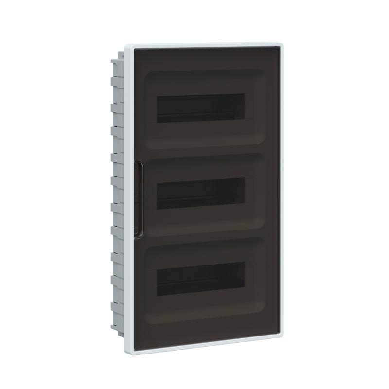 Щиток встраиваемый 36мод. FRAME для полых стен с тонированной дверцей с 4 шинами PEN (2шт на 8 отверст. и 2шт на 10 отверст.) бел. DKC F36B3WD