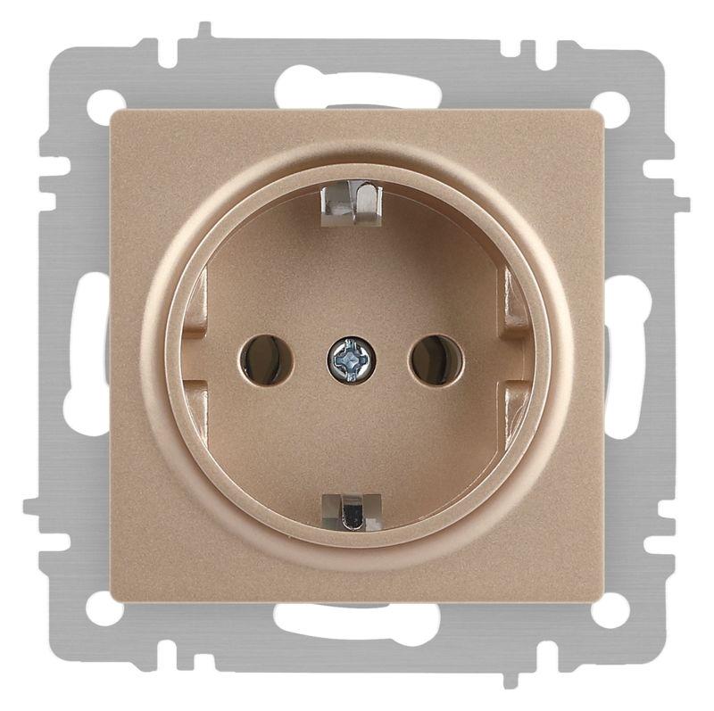 Розетка 1-м СП Accent 6-202-04 16А IP20 250В 2P+E Schuko шампань Intro Б0063690