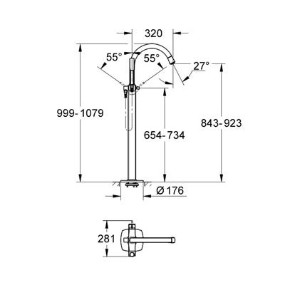 Смеситель Grohe Grandera 23318000 напольный для ванны