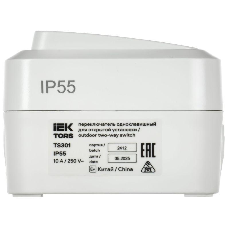 Переключатель 1-кл. ОП TORS TS301 10А IP55 бел. IEK TS-V10-0-10-55-K01