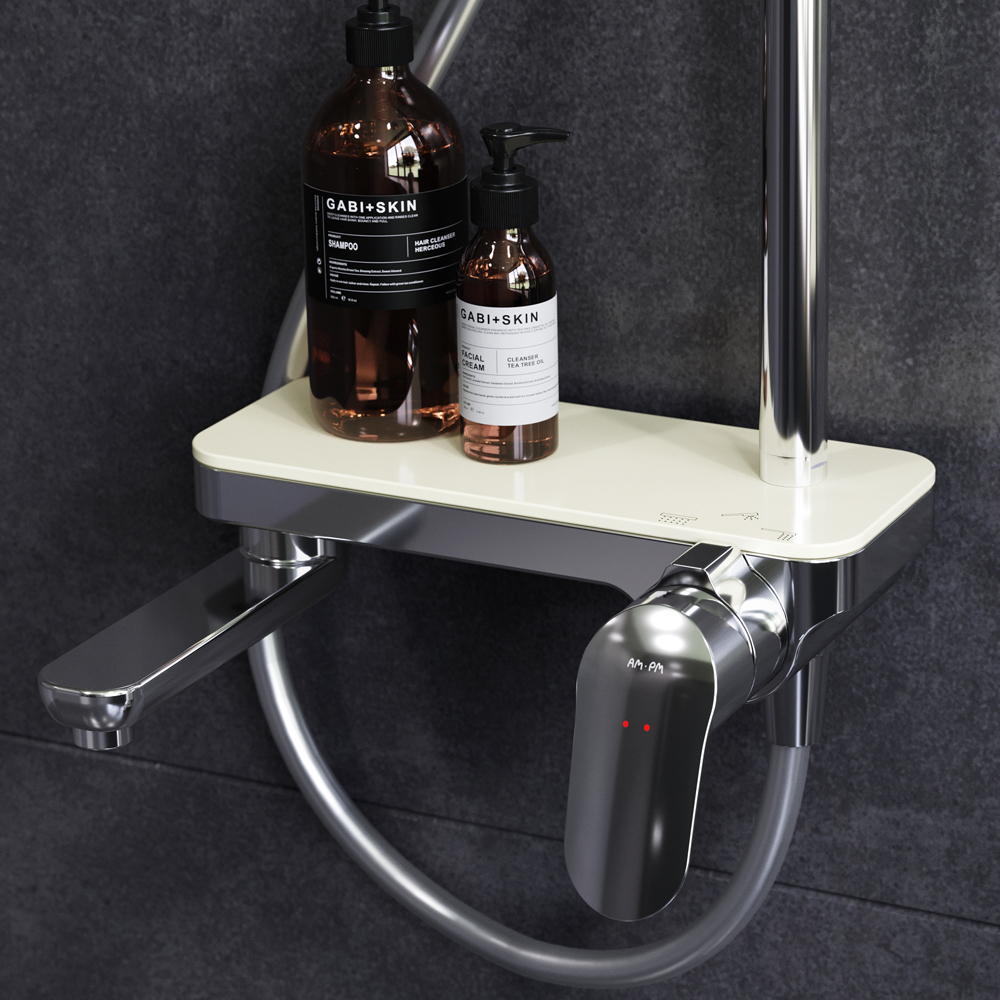 F0780700 Like, душ.система: см-ль-полка д/ванны/душа, душ.штанга 1030-1460мм, верхний душ 220 мм, ру