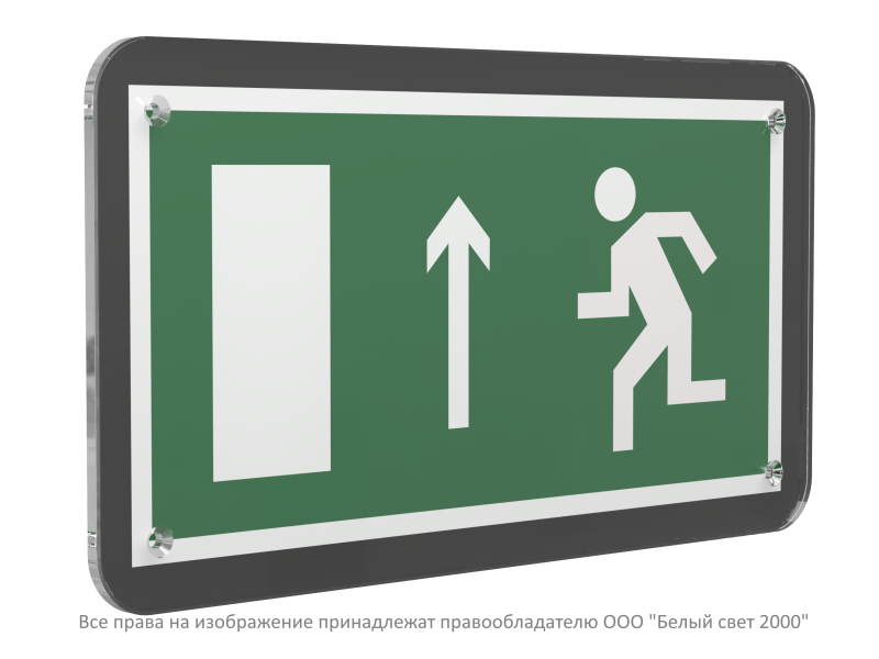 Знак безопасности PS-33186-Black.E12"Напр. к эвакуационному выходу прямо (лев.)" Белый свет a32968