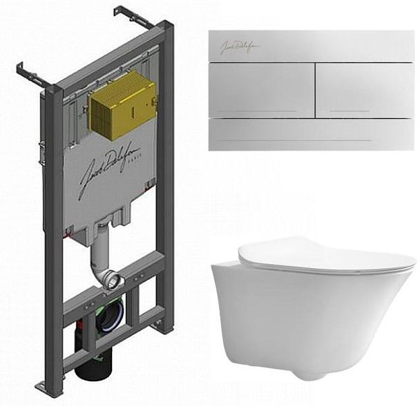 Set-VIVE-CP Унитаз подвесной с крышкой + Инсталляция с клавишей хром Jacob Delafon (338191)