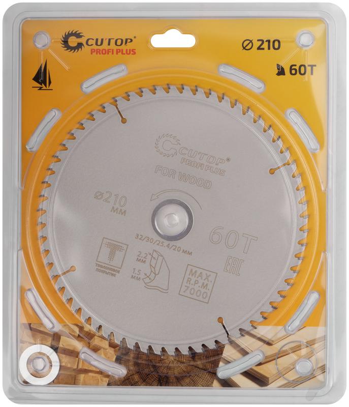 Диск пильный по дереву с тефлоновым покрытием 60Т Profi plus 210х1.5/2.2х32/30/25.4/20мм Cutop 75-21060Т