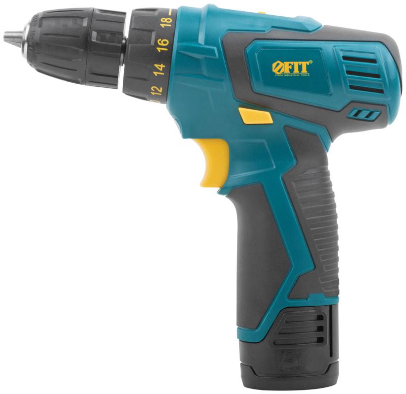 Дрель-шуруповерт аккумуляторная 12В 0-350/1100об/мин 20Нм 2 (Li-Ion) 1.3А.ч FIT 80181
