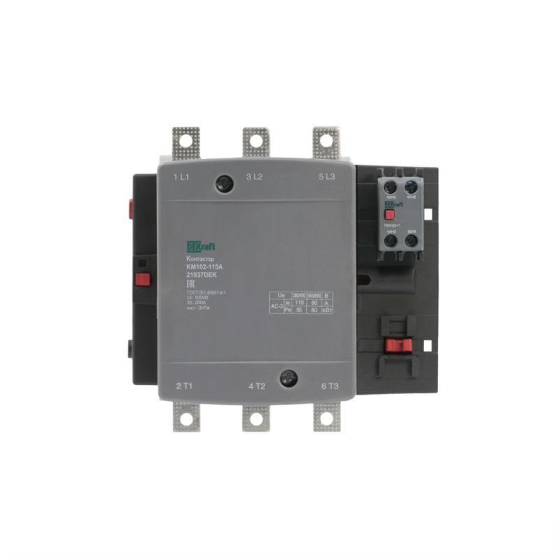 Контактор 115А 220В АС АС3 АС4 1НО+1НЗ КМ-102 DEKraft 21937DEK